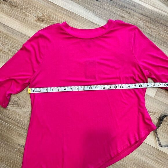 ELOQUII Asymmetrical Hem Elbow Sleeve Tee Pink Size 14/16 - Picture 7 of 8